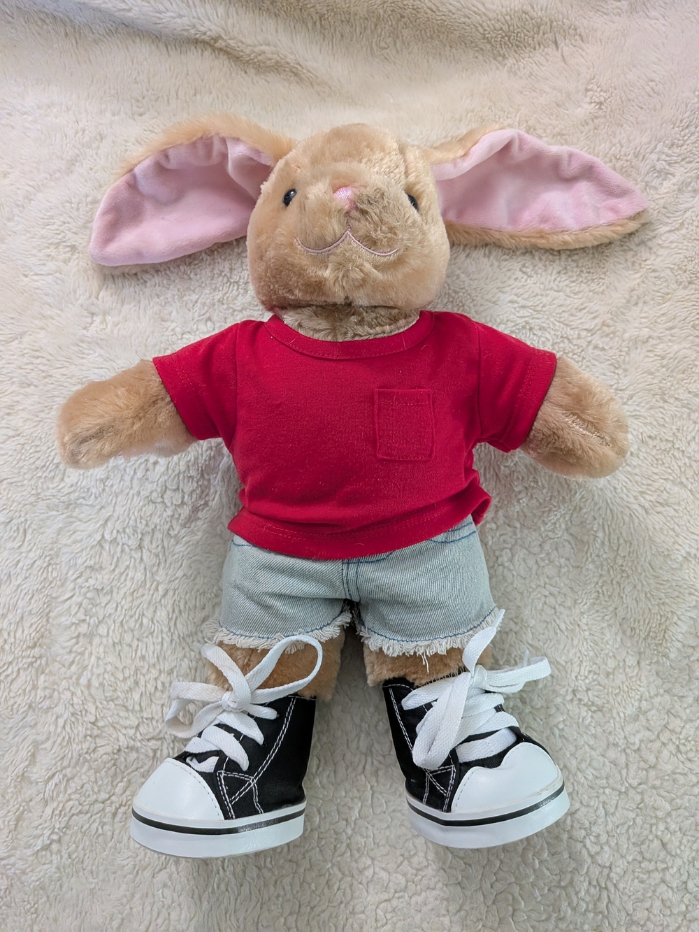 ✨ Build-A-Bear Bunny FULL Outfit Bundle ✨ Red Sneakers • Denim Jeans Red Jacket